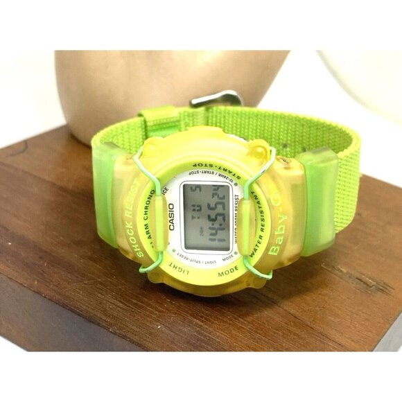 Casio Women's Watch Baby-G BG-301 Quartz Digital Yellow Green Vintage 1455 39mm - Picture 8 of 14